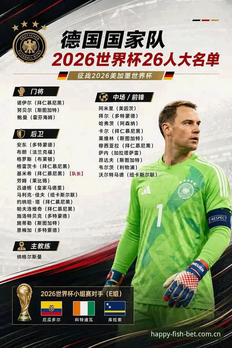 德国队世界杯26人名单详解：诺伊尔回归，18岁卡尔入围